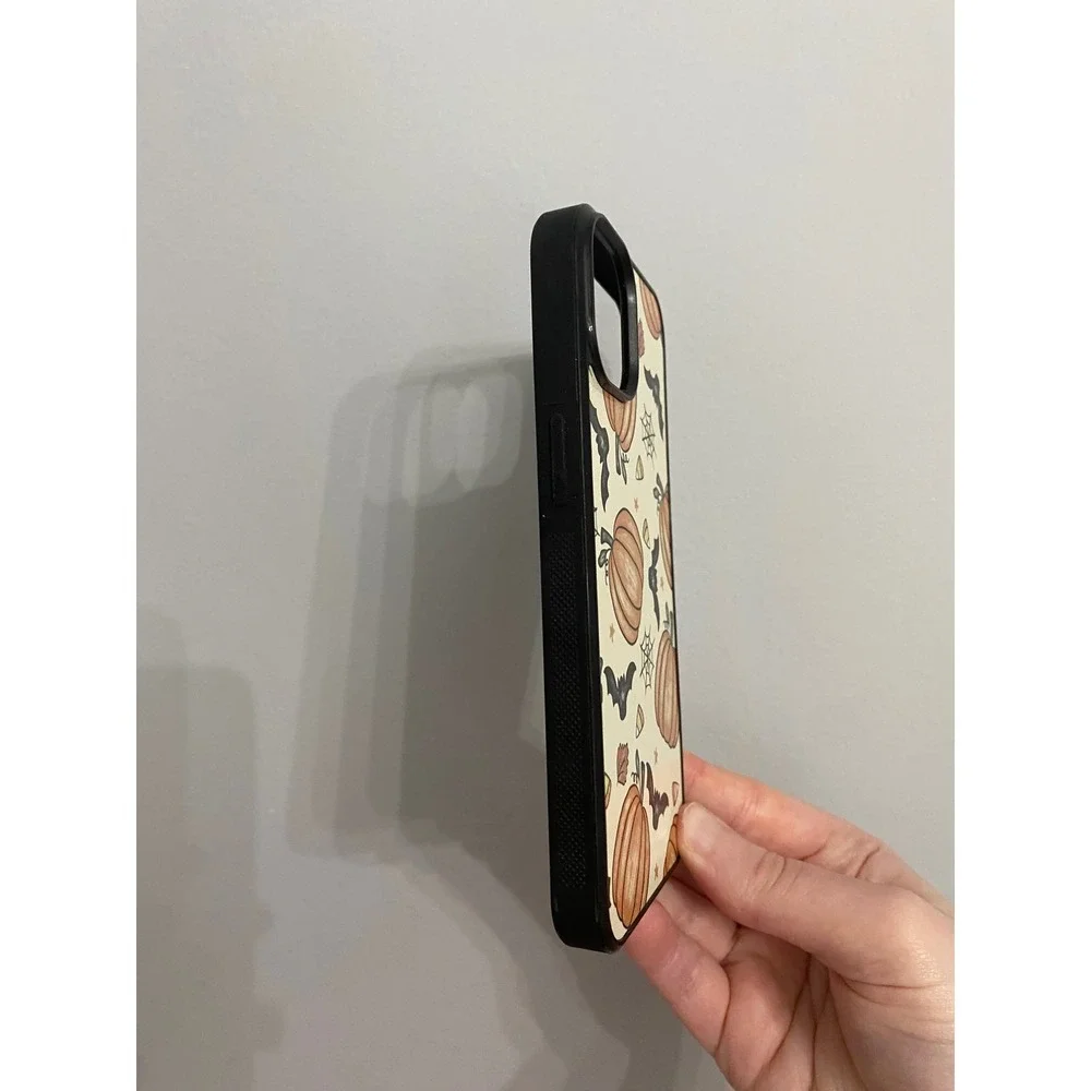 iPhone 14 Case Unisex OS Cream Halloween Pumpkin Bat Spooky Fall Pattern Bumper